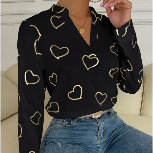 New heart print black top - Picture 7 of 7